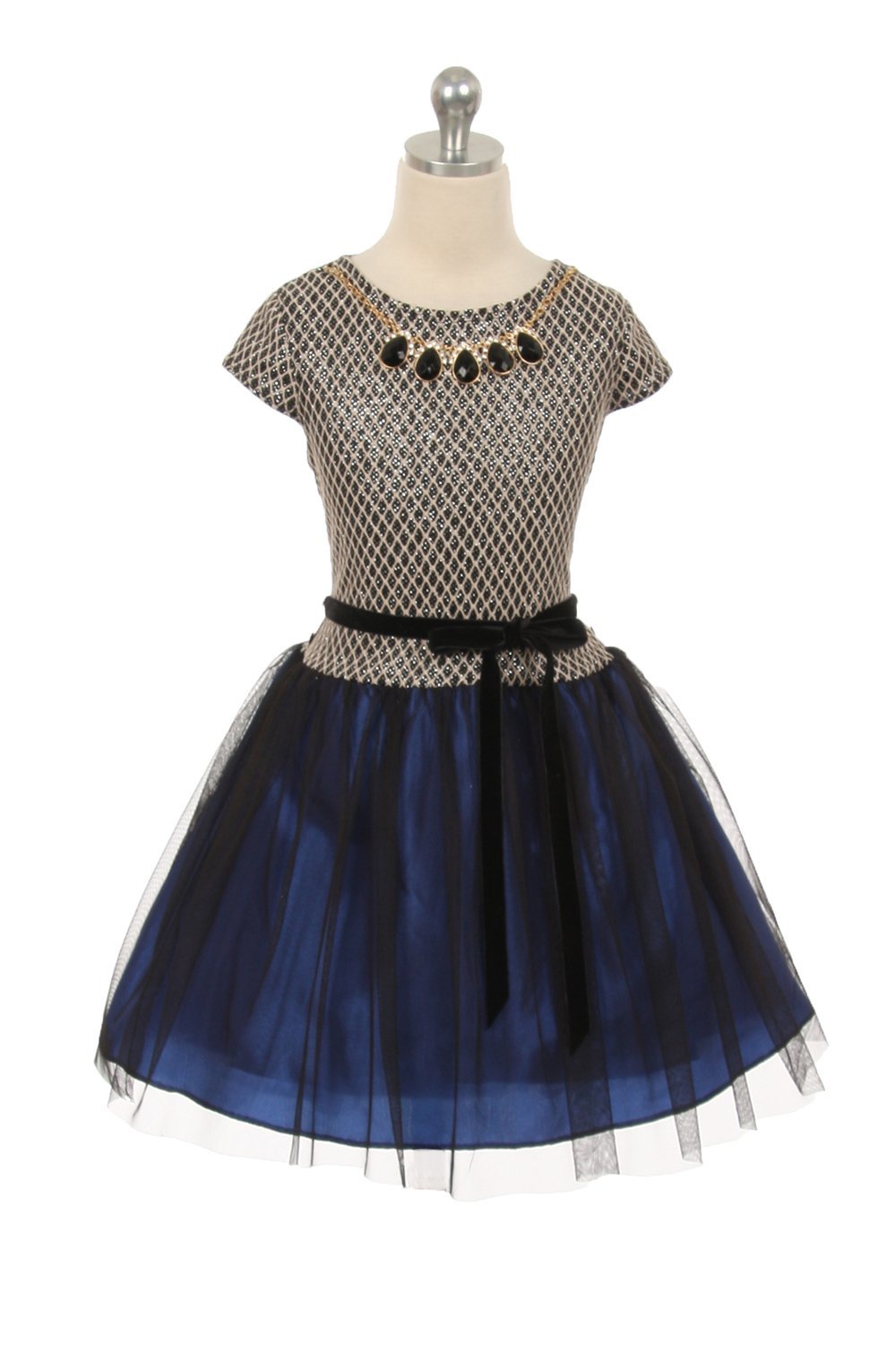 Royal Blue Short Sleeve Holiday Girl Dress